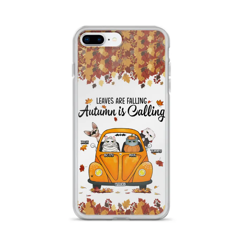 Personalized Pet Phone Case - Gift Idea For Cat/Dog Lovers - Up to 4 Pets - Case For iPhone/Samsung - Leaves Are Falling Autumn Is Calling