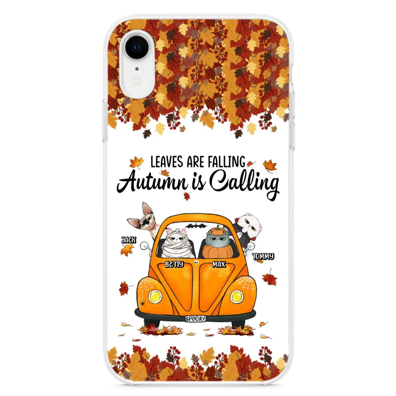 Personalized Pet Phone Case - Gift Idea For Cat/Dog Lovers - Up to 4 Pets - Case For iPhone/Samsung - Leaves Are Falling Autumn Is Calling