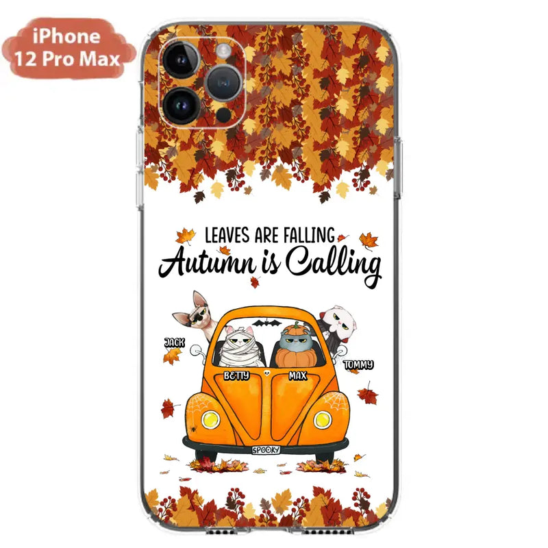 Personalized Pet Phone Case - Gift Idea For Cat/Dog Lovers - Up to 4 Pets - Case For iPhone/Samsung - Leaves Are Falling Autumn Is Calling