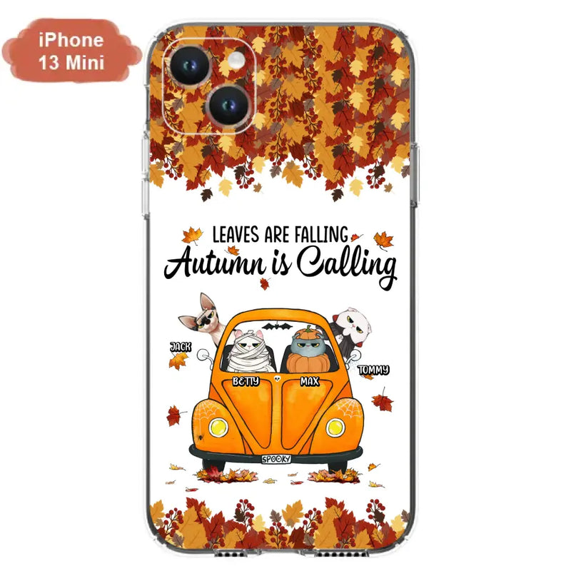 Personalized Pet Phone Case - Gift Idea For Cat/Dog Lovers - Up to 4 Pets - Case For iPhone/Samsung - Leaves Are Falling Autumn Is Calling