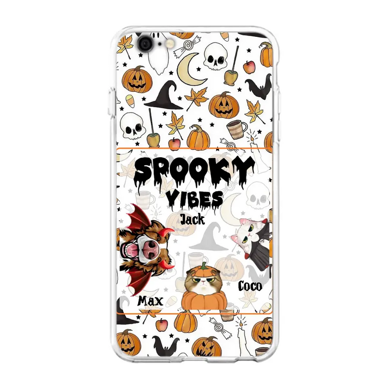 Personalized Halloween Pet Phone Case - Up to 3 Pets - Gift Idea For Dog/Cat Owners - Spooky Vibes - Case for iPhone/Samsung