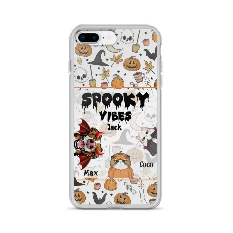Personalized Halloween Pet Phone Case - Up to 3 Pets - Gift Idea For Dog/Cat Owners - Spooky Vibes - Case for iPhone/Samsung