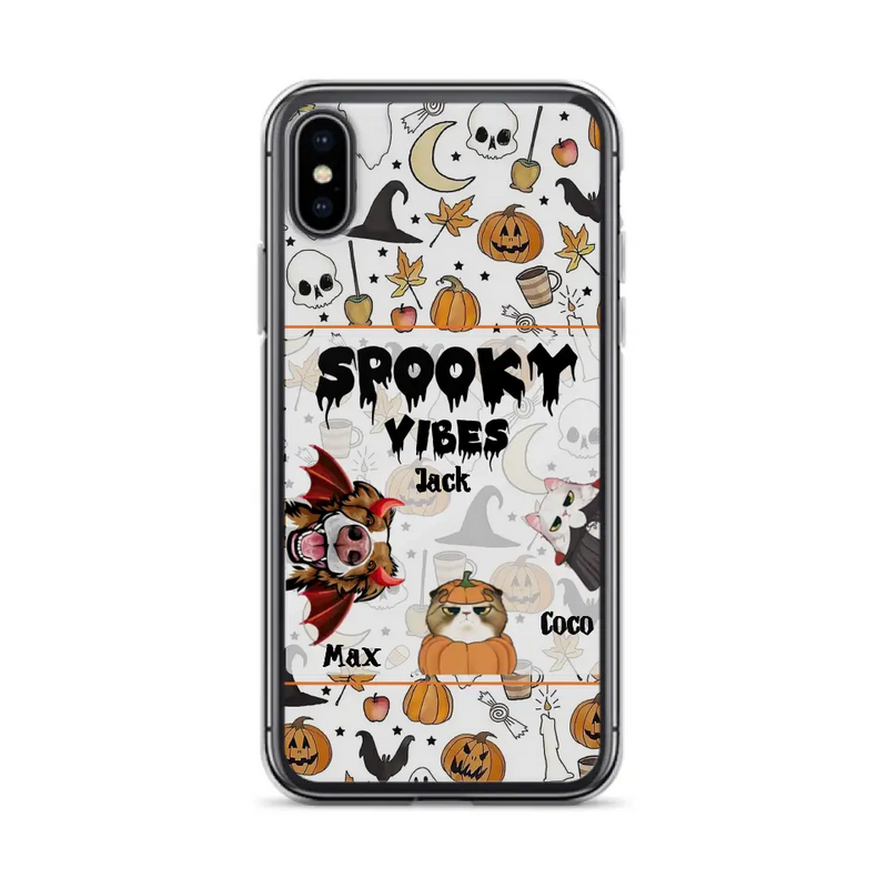 Personalized Halloween Pet Phone Case - Up to 3 Pets - Gift Idea For Dog/Cat Owners - Spooky Vibes - Case for iPhone/Samsung