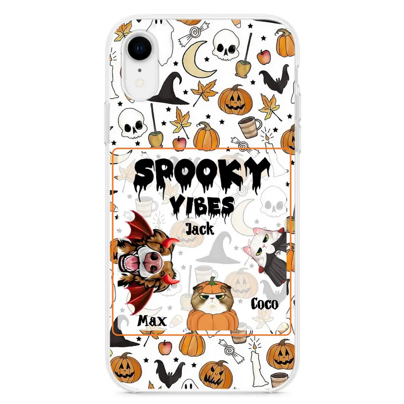 Personalized Halloween Pet Phone Case - Up to 3 Pets - Gift Idea For Dog/Cat Owners - Spooky Vibes - Case for iPhone/Samsung