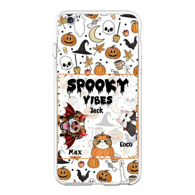 Personalized Halloween Pet Phone Case - Up to 3 Pets - Gift Idea For Dog/Cat Owners - Spooky Vibes - Case for iPhone/Samsung