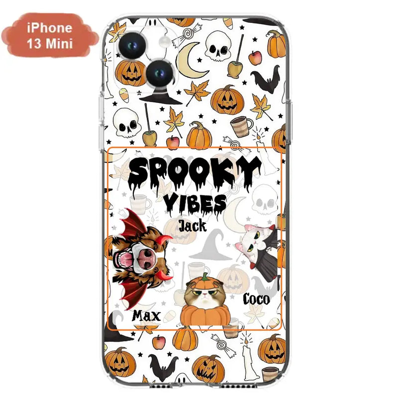 Personalized Halloween Pet Phone Case - Up to 3 Pets - Gift Idea For Dog/Cat Owners - Spooky Vibes - Case for iPhone/Samsung