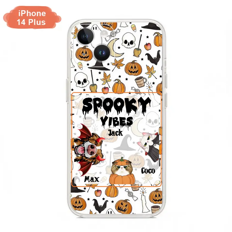 Personalized Halloween Pet Phone Case - Up to 3 Pets - Gift Idea For Dog/Cat Owners - Spooky Vibes - Case for iPhone/Samsung