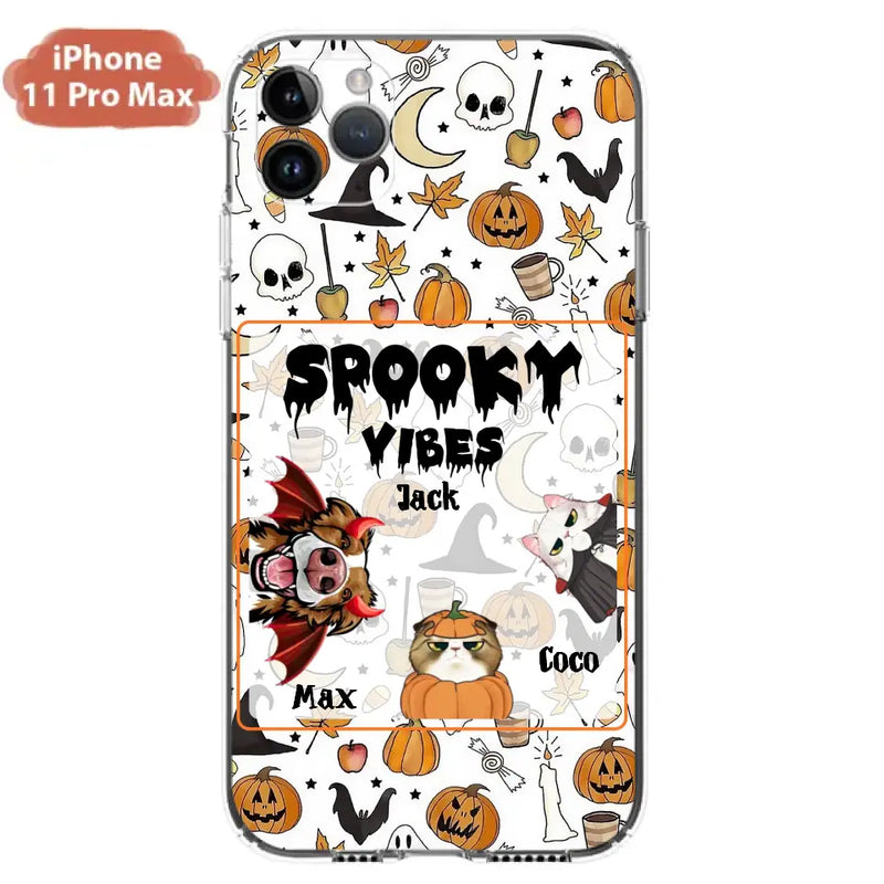 Personalized Halloween Pet Phone Case - Up to 3 Pets - Gift Idea For Dog/Cat Owners - Spooky Vibes - Case for iPhone/Samsung