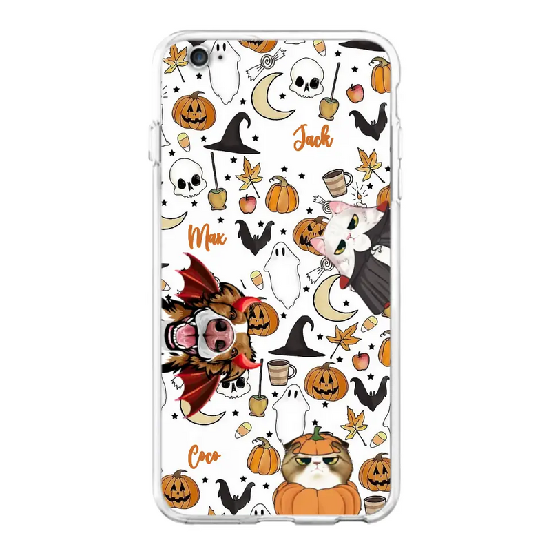 Personalized Halloween Pet Phone Case - Up to 3 Pets - Gift Idea For Dog/Cat Owners - Case for iPhone/Samsung