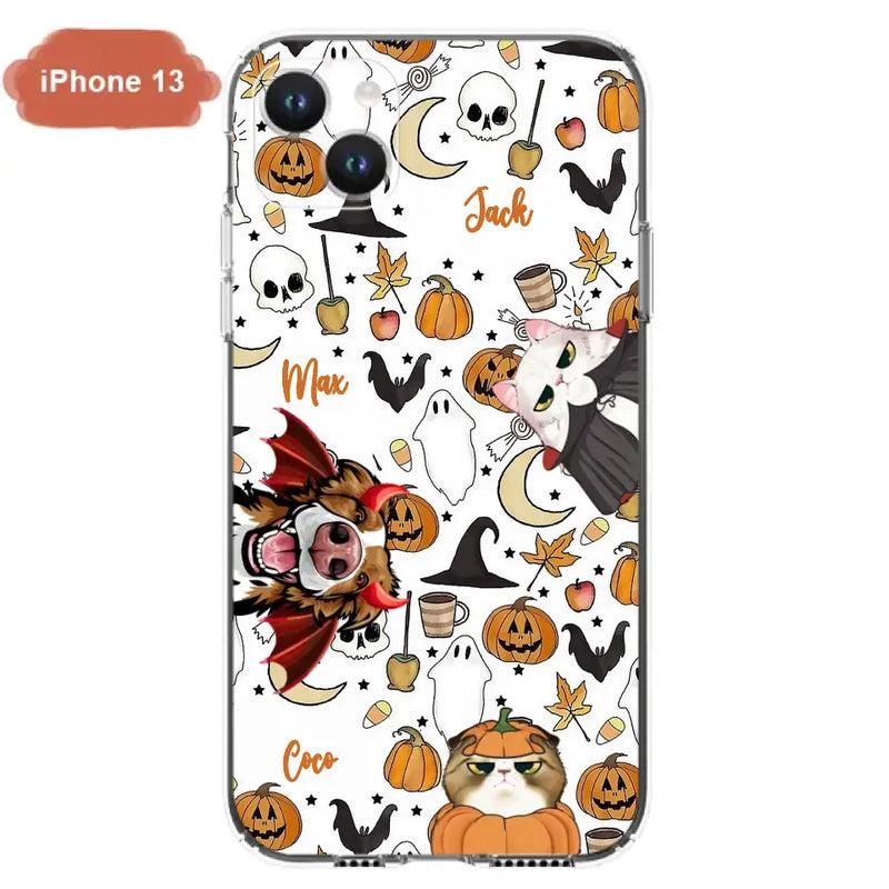Personalized Halloween Pet Phone Case - Up to 3 Pets - Gift Idea For Dog/Cat Owners - Case for iPhone/Samsung