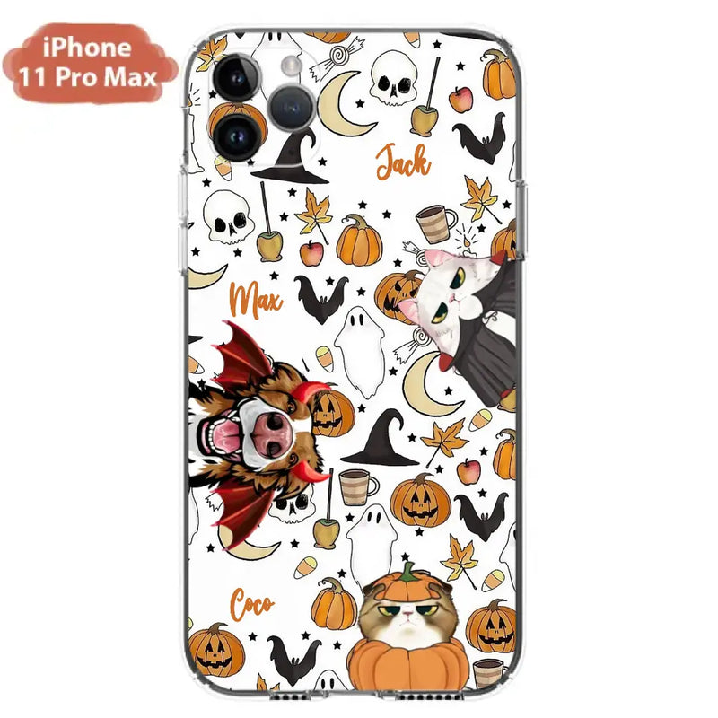 Personalized Halloween Pet Phone Case - Up to 3 Pets - Gift Idea For Dog/Cat Owners - Case for iPhone/Samsung