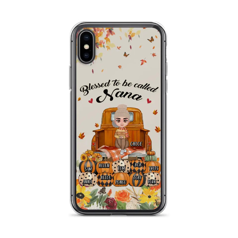 Personalized Grandma Autumn Phone Case - Gift Idea For Grandma - Up to 10 Kids - Case For iPhone/Samsung - Blessed To Be Called Nana