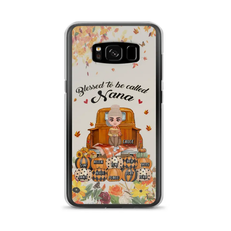 Personalized Grandma Autumn Phone Case - Gift Idea For Grandma - Up to 10 Kids - Case For iPhone/Samsung - Blessed To Be Called Nana