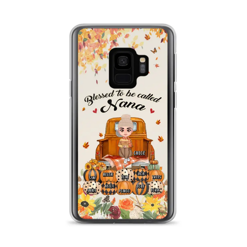 Personalized Grandma Autumn Phone Case - Gift Idea For Grandma - Up to 10 Kids - Case For iPhone/Samsung - Blessed To Be Called Nana