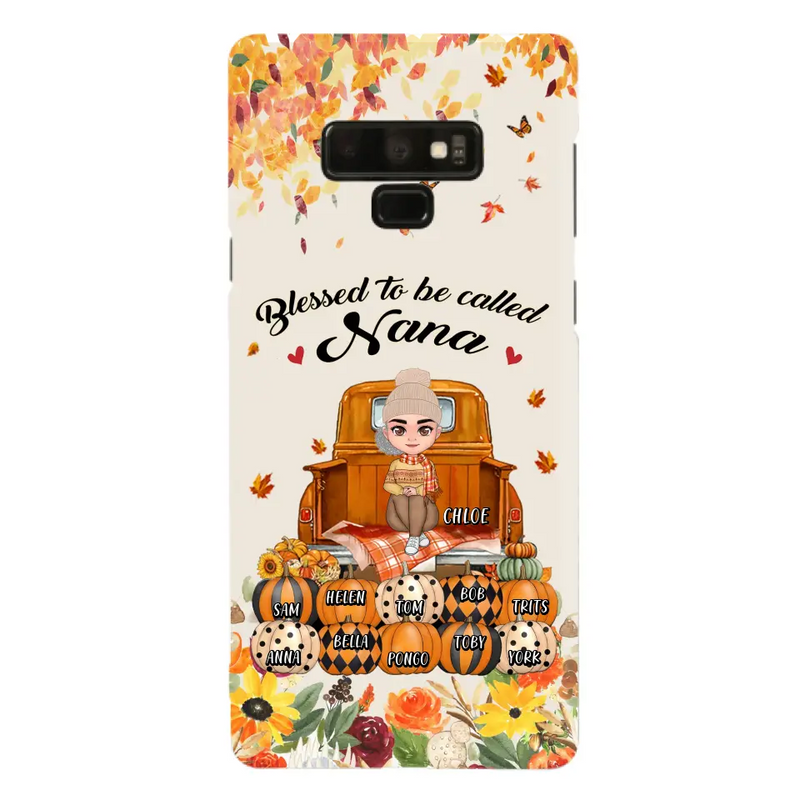 Personalized Grandma Autumn Phone Case - Gift Idea For Grandma - Up to 10 Kids - Case For iPhone/Samsung - Blessed To Be Called Nana