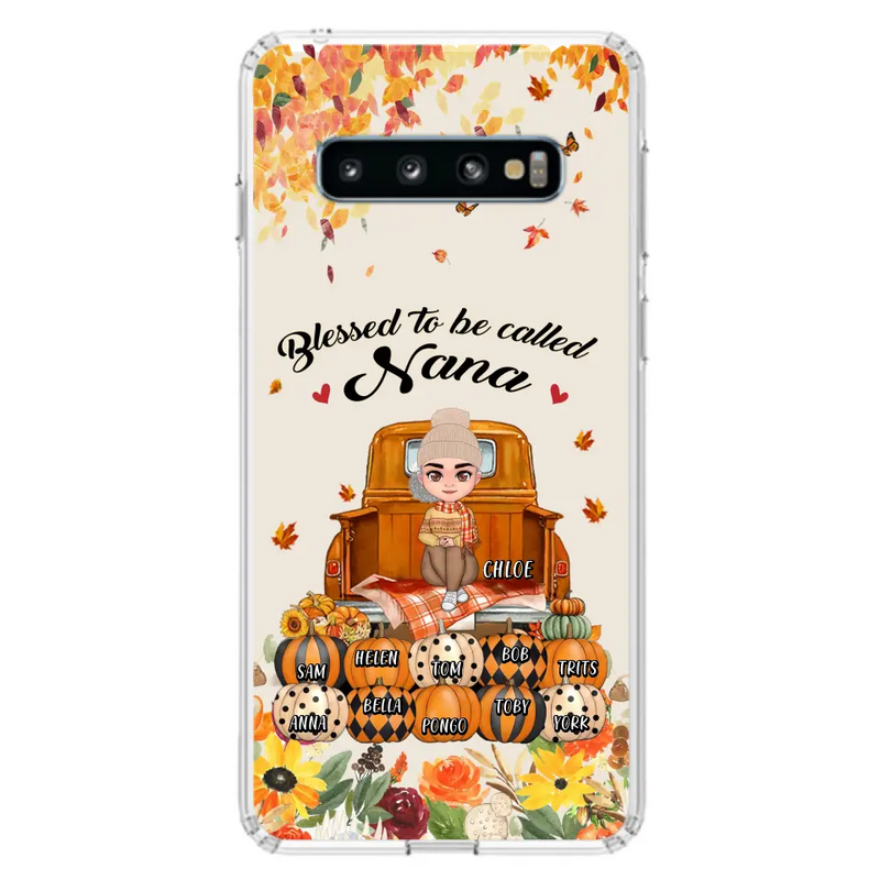 Personalized Grandma Autumn Phone Case - Gift Idea For Grandma - Up to 10 Kids - Case For iPhone/Samsung - Blessed To Be Called Nana