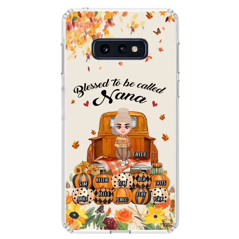 Personalized Grandma Autumn Phone Case - Gift Idea For Grandma - Up to 10 Kids - Case For iPhone/Samsung - Blessed To Be Called Nana