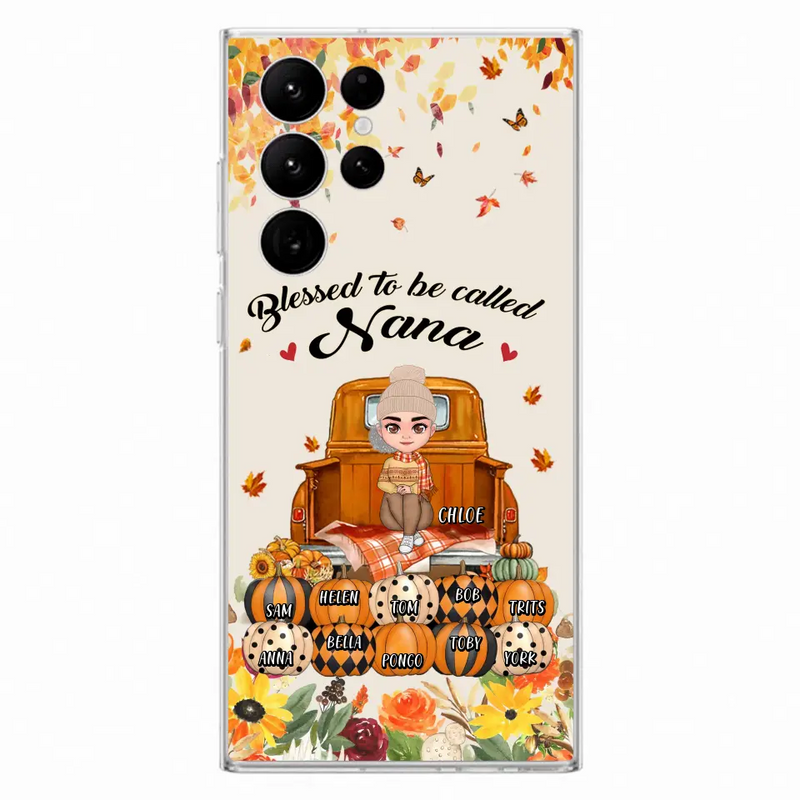 Personalized Grandma Autumn Phone Case - Gift Idea For Grandma - Up to 10 Kids - Case For iPhone/Samsung - Blessed To Be Called Nana