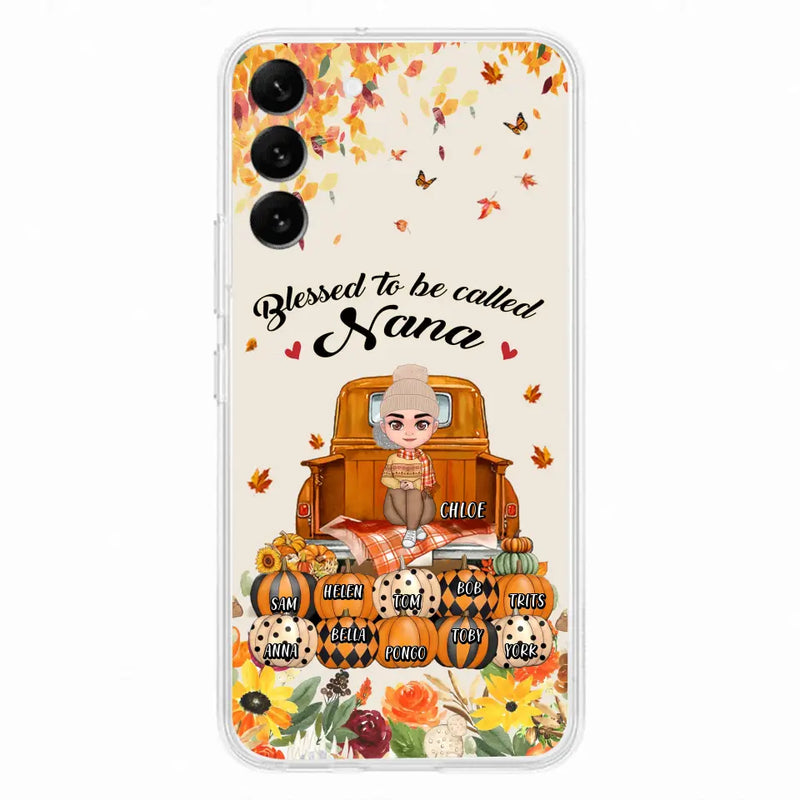 Personalized Grandma Autumn Phone Case - Gift Idea For Grandma - Up to 10 Kids - Case For iPhone/Samsung - Blessed To Be Called Nana