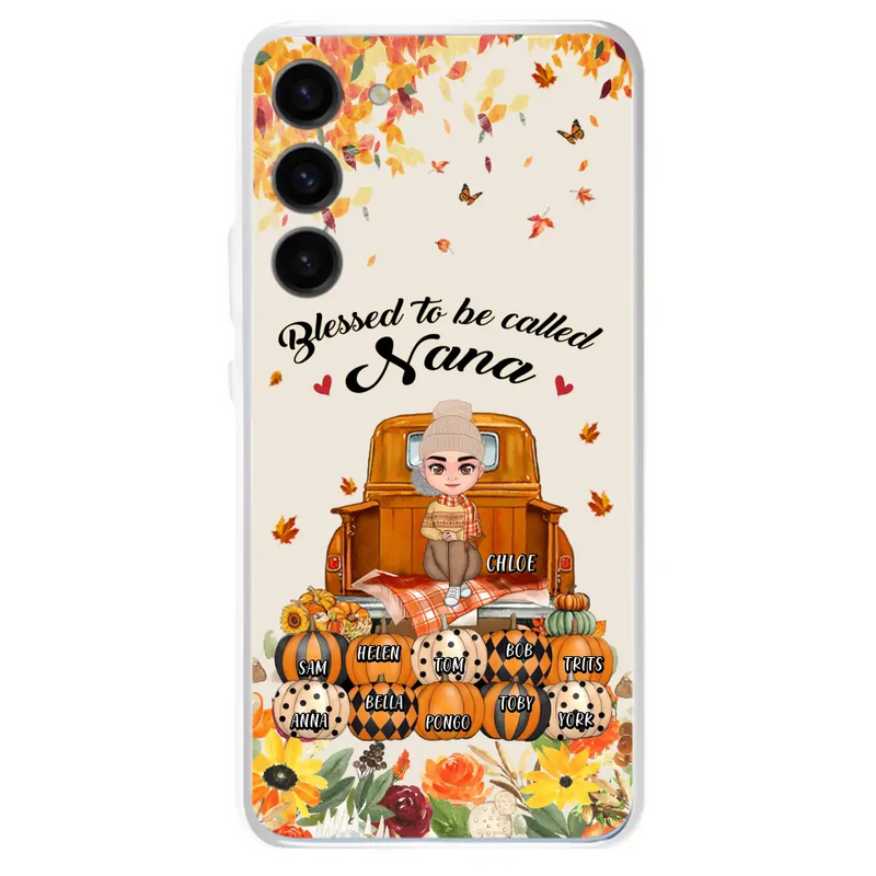 Personalized Grandma Autumn Phone Case - Gift Idea For Grandma - Up to 10 Kids - Case For iPhone/Samsung - Blessed To Be Called Nana