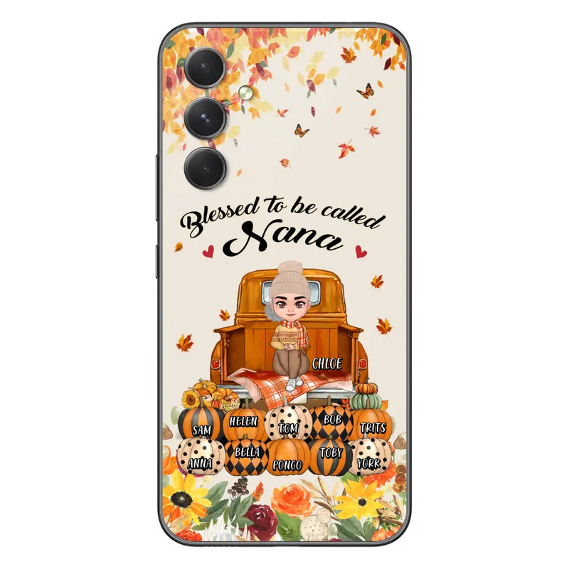 Personalized Grandma Autumn Phone Case - Gift Idea For Grandma - Up to 10 Kids - Case For iPhone/Samsung - Blessed To Be Called Nana