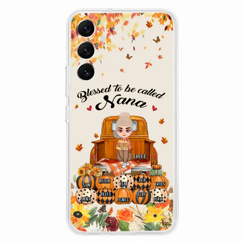 Personalized Grandma Autumn Phone Case - Gift Idea For Grandma - Up to 10 Kids - Case For iPhone/Samsung - Blessed To Be Called Nana