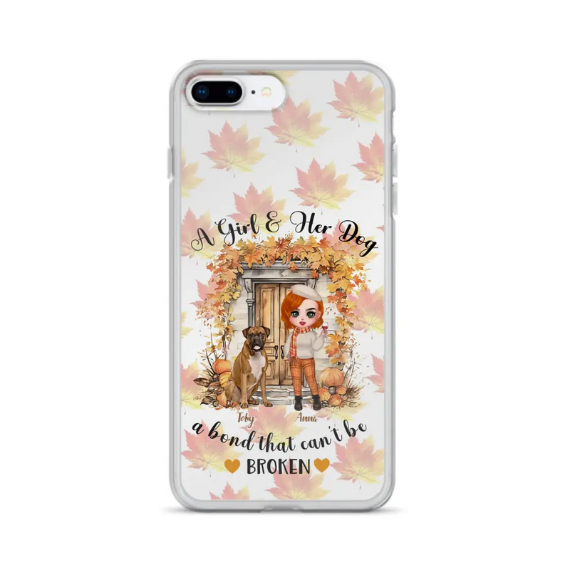 Personalized Fall And Dogs Phone Case - Gift Idea for Dog Lovers - Up to 6 Dogs - A Girl & Her Dogs A Bond That Can't Be Broken - Case For iPhone And Samsung