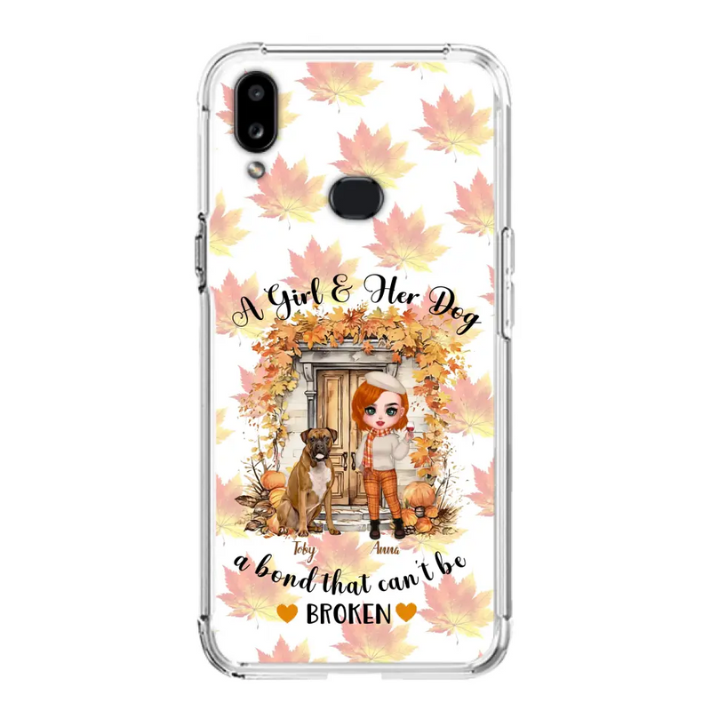 Personalized Fall And Dogs Phone Case - Gift Idea for Dog Lovers - Up to 6 Dogs - A Girl & Her Dogs A Bond That Can't Be Broken - Case For iPhone And Samsung