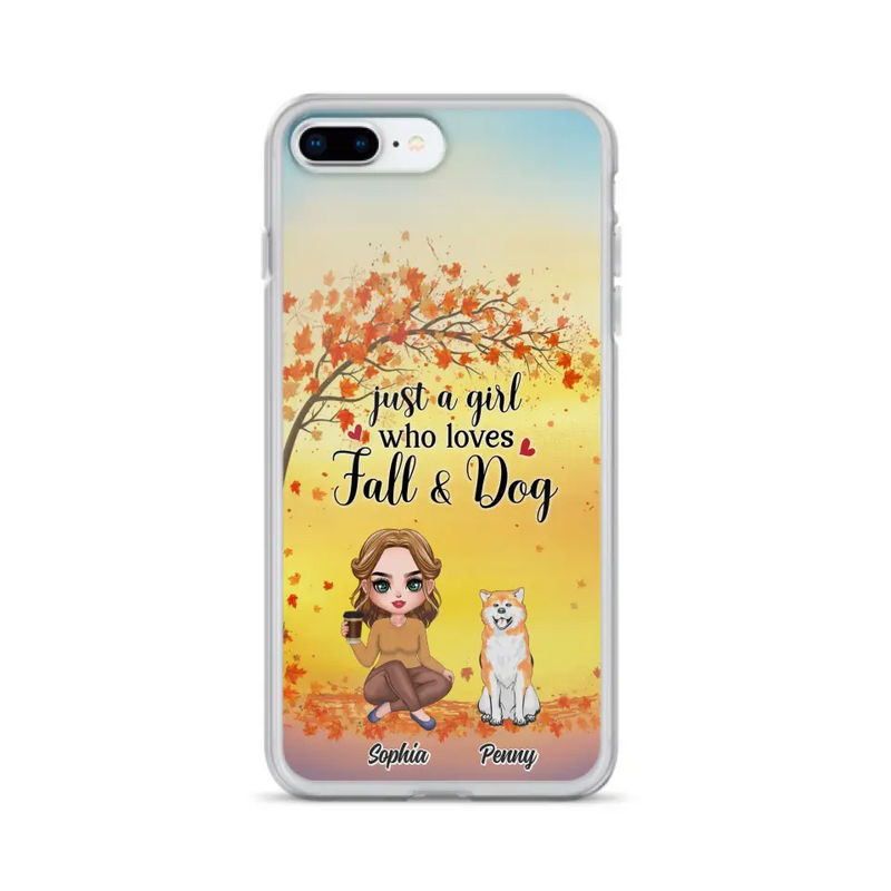 Personalized Dog Mom Phone Case - Gift Idea For Dog Lovers/Autumn Gift - Up to 4 Dogs - Just A Girl Who Loves Fall & Dogs - Case For iPhone/Samsung