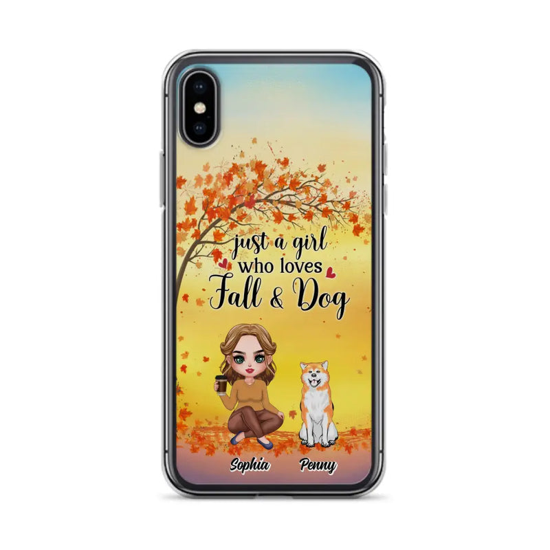 Personalized Dog Mom Phone Case - Gift Idea For Dog Lovers/Autumn Gift - Up to 4 Dogs - Just A Girl Who Loves Fall & Dogs - Case For iPhone/Samsung