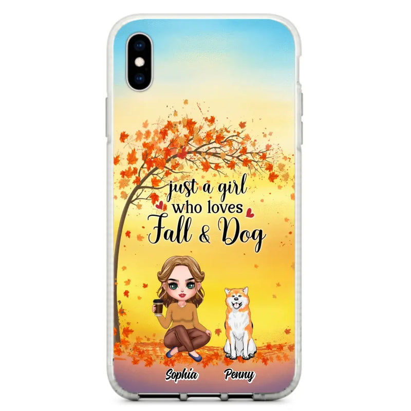 Personalized Dog Mom Phone Case - Gift Idea For Dog Lovers/Autumn Gift - Up to 4 Dogs - Just A Girl Who Loves Fall & Dogs - Case For iPhone/Samsung