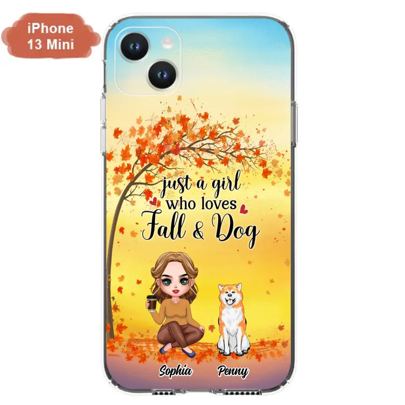 Personalized Dog Mom Phone Case - Gift Idea For Dog Lovers/Autumn Gift - Up to 4 Dogs - Just A Girl Who Loves Fall & Dogs - Case For iPhone/Samsung