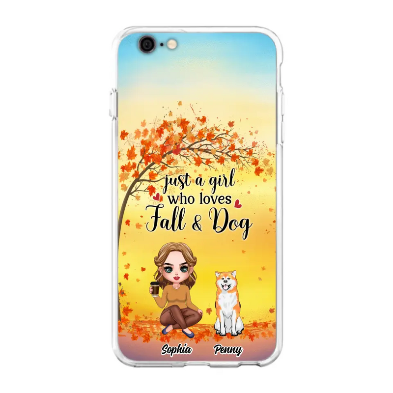 Personalized Dog Mom Phone Case - Gift Idea For Dog Lovers/Autumn Gift - Up to 4 Dogs - Just A Girl Who Loves Fall & Dogs - Case For iPhone/Samsung