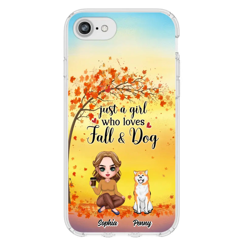 Personalized Dog Mom Phone Case - Gift Idea For Dog Lovers/Autumn Gift - Up to 4 Dogs - Just A Girl Who Loves Fall & Dogs - Case For iPhone/Samsung