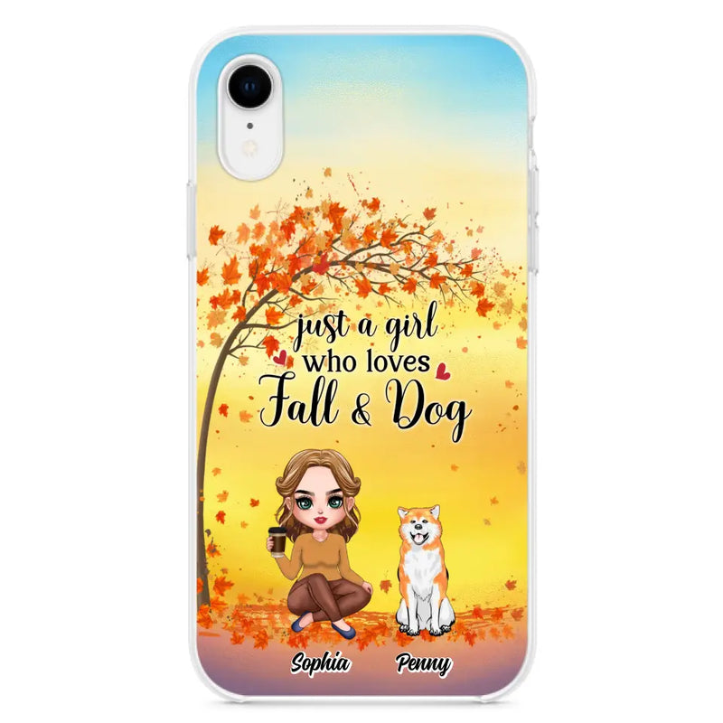 Personalized Dog Mom Phone Case - Gift Idea For Dog Lovers/Autumn Gift - Up to 4 Dogs - Just A Girl Who Loves Fall & Dogs - Case For iPhone/Samsung