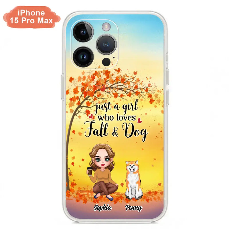 Personalized Dog Mom Phone Case - Gift Idea For Dog Lovers/Autumn Gift - Up to 4 Dogs - Just A Girl Who Loves Fall & Dogs - Case For iPhone/Samsung
