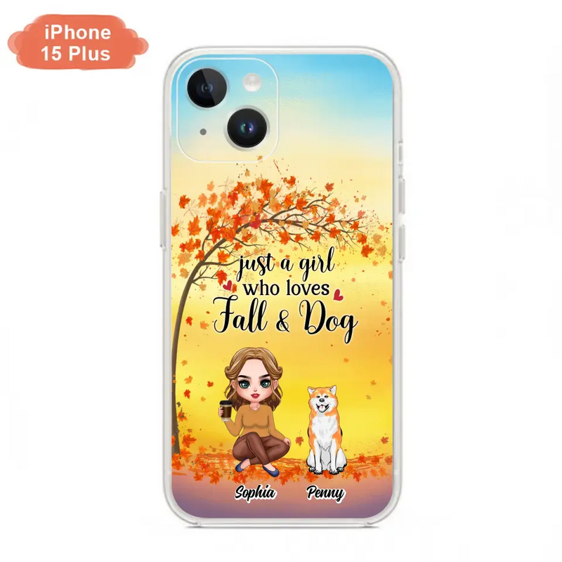 Personalized Dog Mom Phone Case - Gift Idea For Dog Lovers/Autumn Gift - Up to 4 Dogs - Just A Girl Who Loves Fall & Dogs - Case For iPhone/Samsung