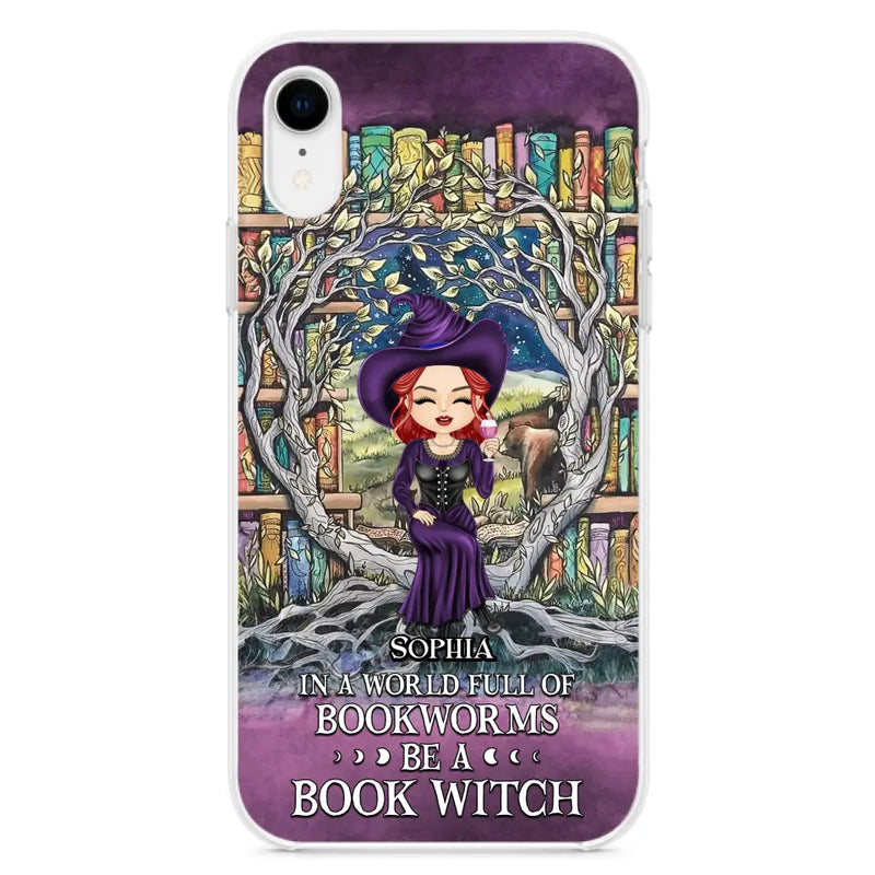 Personalized Witch Phone Case - Halloween Gift Idea For Witch Lovers/Book Lovers - In A World Full Of Bookworms Be A Book Witch - Case For iPhone/Samsung