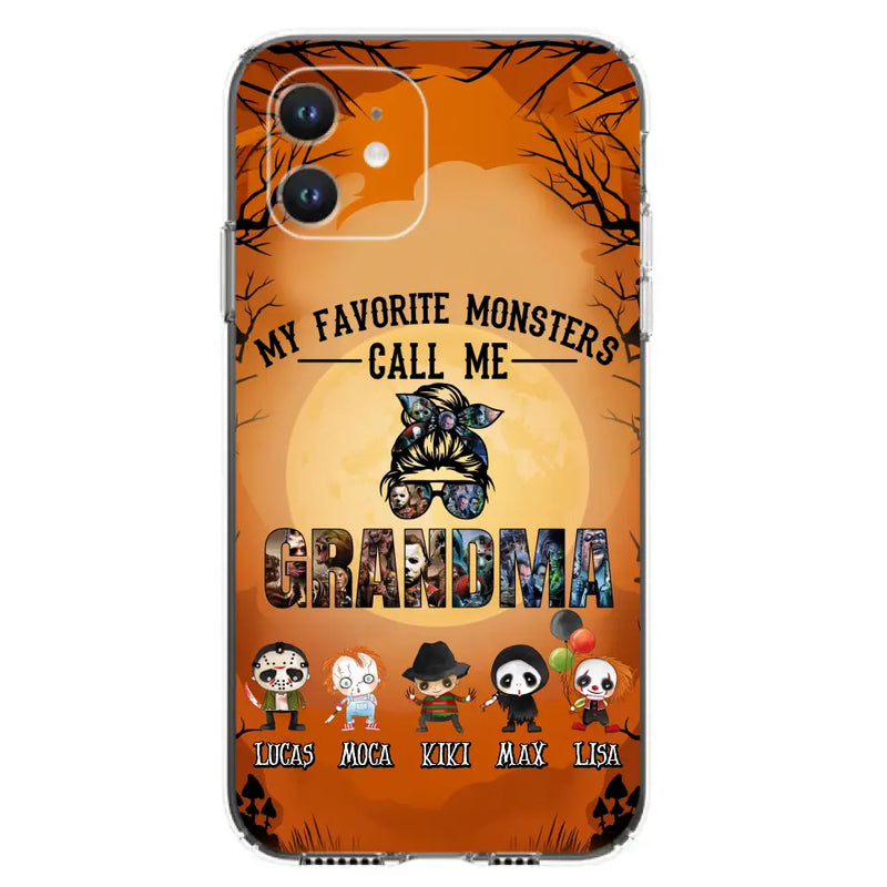 Personalized Halloween Phone Case - Halloween Gift Idea for Halloween - Up to 5 Characters - My Favorite Monsters Call Me Grandma - Case For iPhone/Samsung