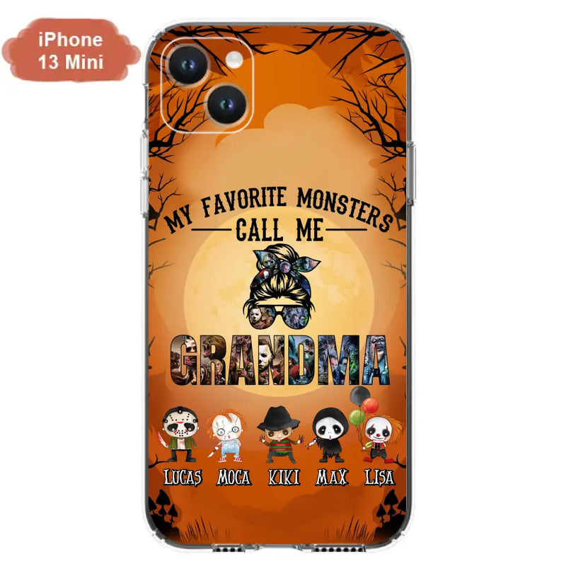 Personalized Halloween Phone Case - Halloween Gift Idea for Halloween - Up to 5 Characters - My Favorite Monsters Call Me Grandma - Case For iPhone/Samsung