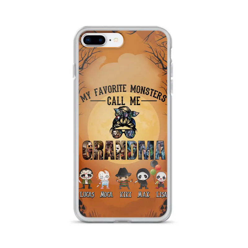 Personalized Halloween Phone Case - Halloween Gift Idea for Halloween - Up to 5 Characters - My Favorite Monsters Call Me Grandma - Case For iPhone/Samsung