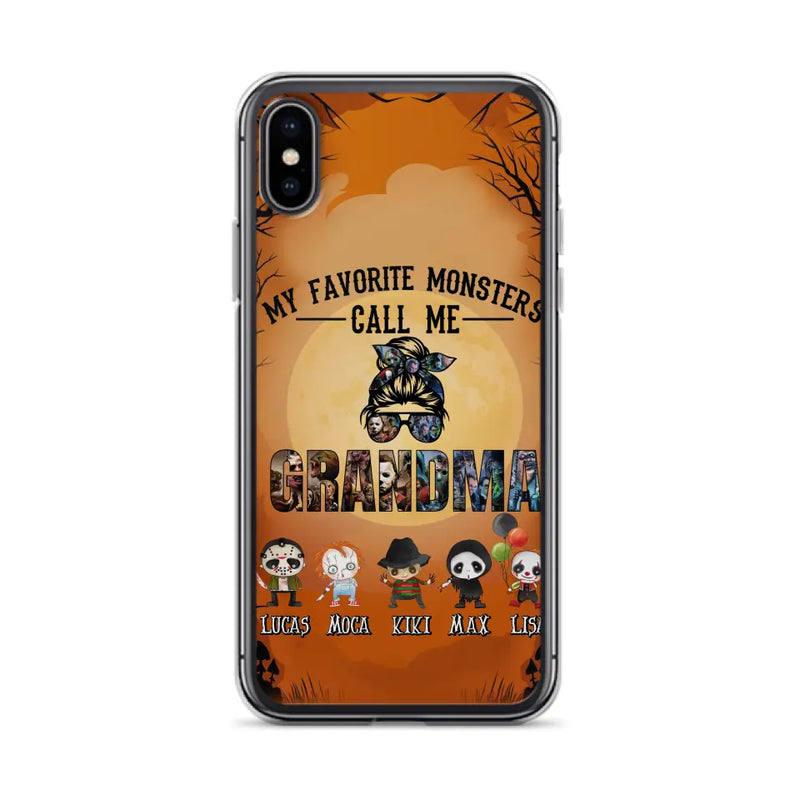 Personalized Halloween Phone Case - Halloween Gift Idea for Halloween - Up to 5 Characters - My Favorite Monsters Call Me Grandma - Case For iPhone/Samsung