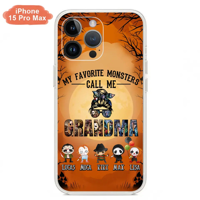 Personalized Halloween Phone Case - Halloween Gift Idea for Halloween - Up to 5 Characters - My Favorite Monsters Call Me Grandma - Case For iPhone/Samsung