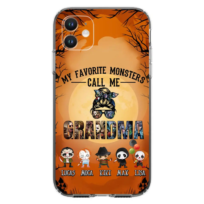 Personalized Halloween Phone Case - Halloween Gift Idea for Halloween - Up to 5 Characters - My Favorite Monsters Call Me Grandma - Case For iPhone/Samsung