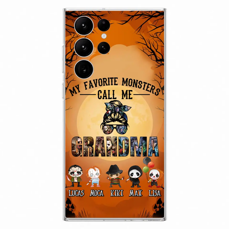 Personalized Halloween Phone Case - Halloween Gift Idea for Halloween - Up to 5 Characters - My Favorite Monsters Call Me Grandma - Case For iPhone/Samsung