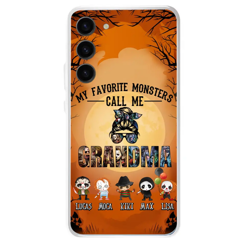 Personalized Halloween Phone Case - Halloween Gift Idea for Halloween - Up to 5 Characters - My Favorite Monsters Call Me Grandma - Case For iPhone/Samsung