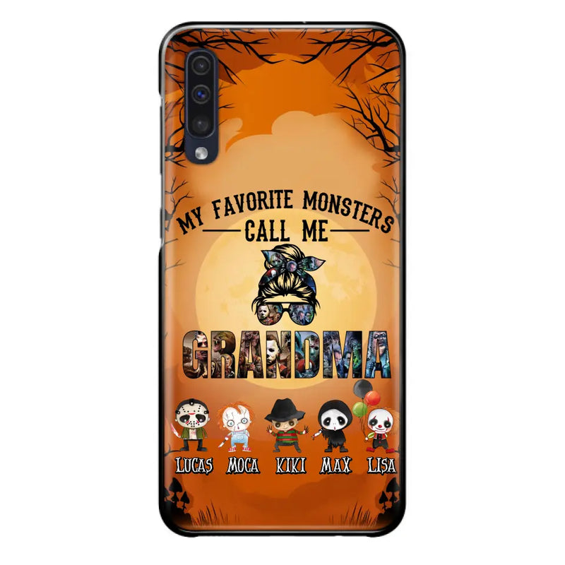 Personalized Halloween Phone Case - Halloween Gift Idea for Halloween - Up to 5 Characters - My Favorite Monsters Call Me Grandma - Case For iPhone/Samsung