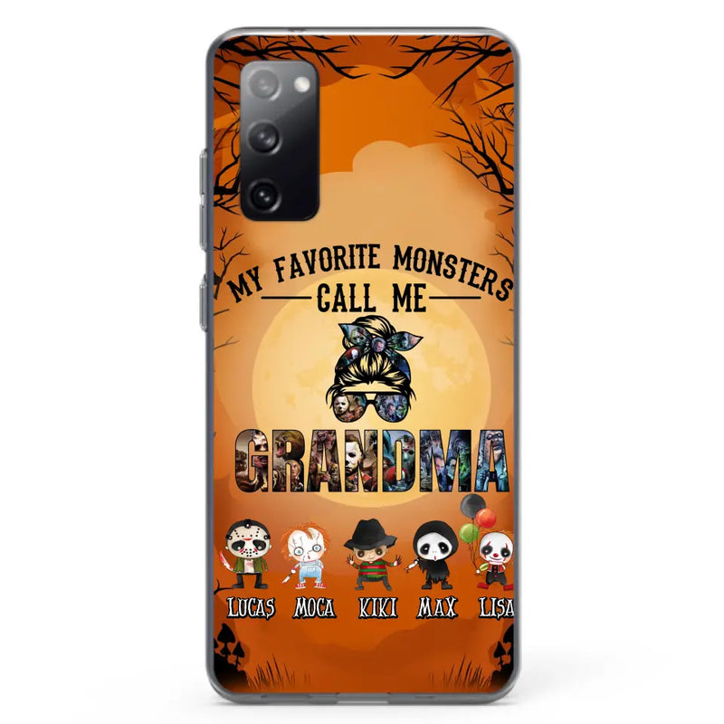 Personalized Halloween Phone Case - Halloween Gift Idea for Halloween - Up to 5 Characters - My Favorite Monsters Call Me Grandma - Case For iPhone/Samsung