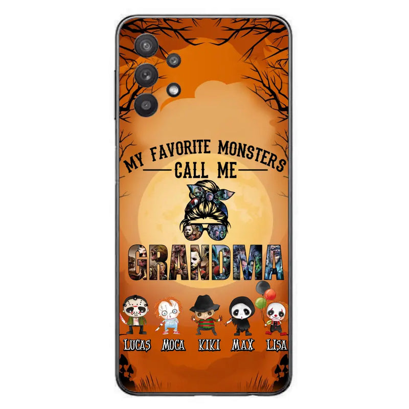 Personalized Halloween Phone Case - Halloween Gift Idea for Halloween - Up to 5 Characters - My Favorite Monsters Call Me Grandma - Case For iPhone/Samsung