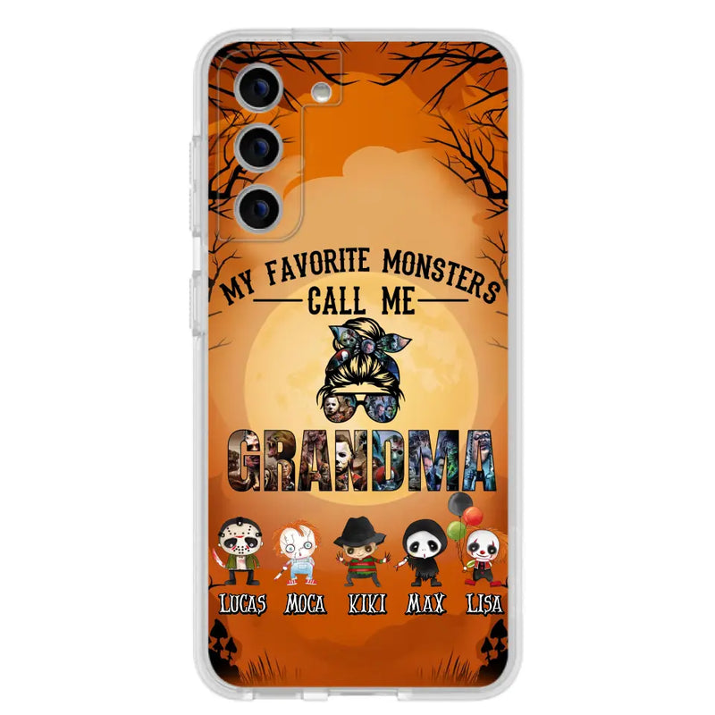 Personalized Halloween Phone Case - Halloween Gift Idea for Halloween - Up to 5 Characters - My Favorite Monsters Call Me Grandma - Case For iPhone/Samsung